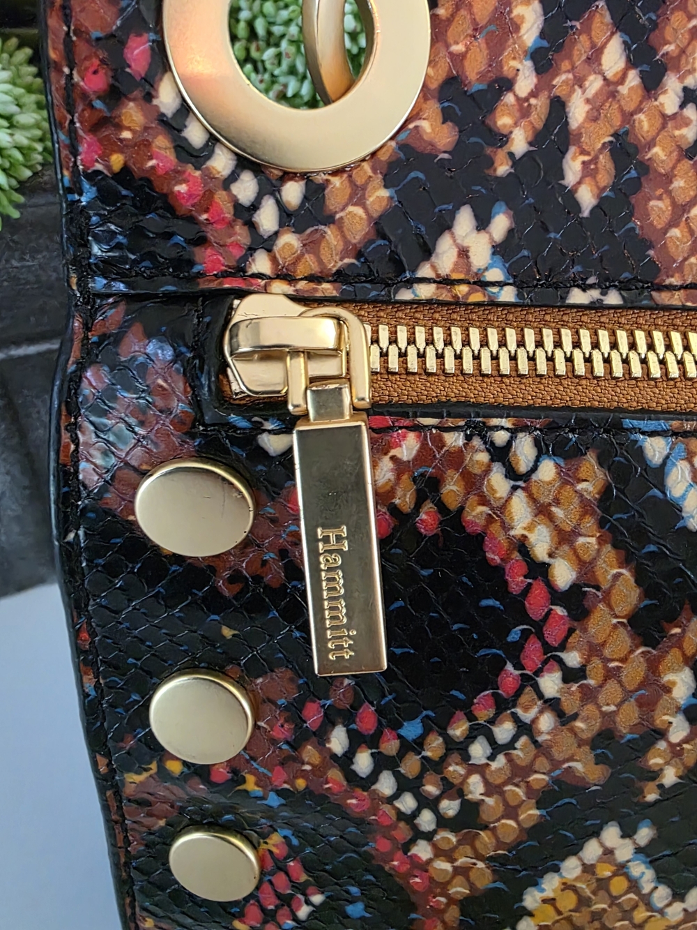 Hammitt Tony Small Botanical Snake Print Leather Crossbody Brushed Gold - Picture 7 of 15